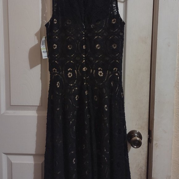 Inc. International Concepts Black Nude Lace Fit Flared Dress - Picture 9 of 12